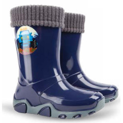 Тъмносини детски ботушки, pvc материя - ежедневни обувки за есента и зимата N 100025118